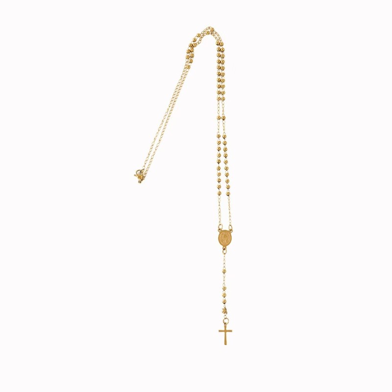 St. Jude Cross Necklace Factory - Rosary Bead Chain 18K Gold