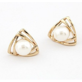 Triangle Earrings Manufacturer - Gold Plated Diamond Set Women's
