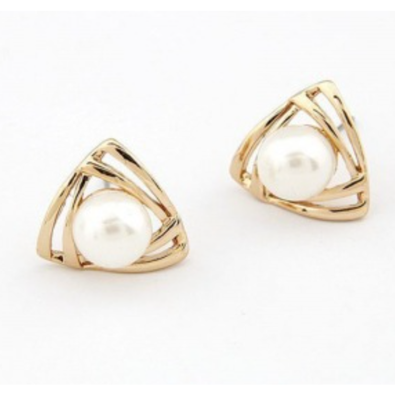 Triangle Earrings Manufacturer - Gold Plated Diamond Set Women's