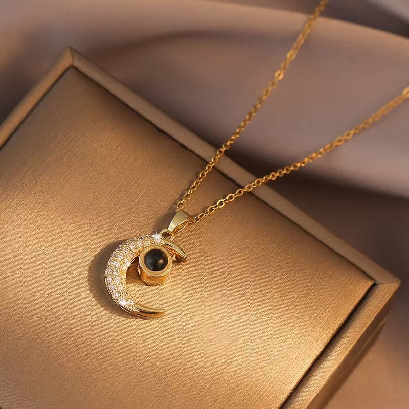Moon Pendant Necklace Manufacturer - 18K Zirconia Ladies Stainless