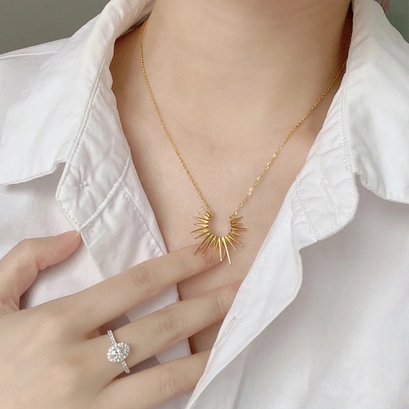 Sunburst Necklace Supplier - 18K Gold Plated Retro Geometric