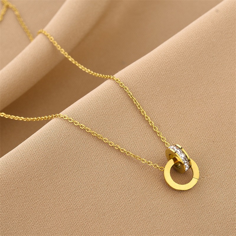 Roman Numerals Necklace Factory - Dual Circle Pendant Gold Plated