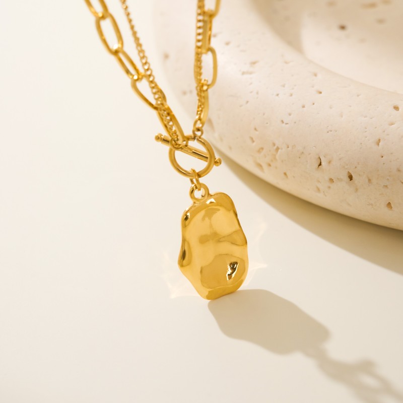 Pendant Necklace Supplier - Double Chain OT Buckle Irregular