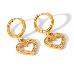 Heart Earrings Factory - Openwork Zircon Studded Design