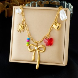 Multi Charm Factory - Bow Heart Butterfly Pendant Necklace