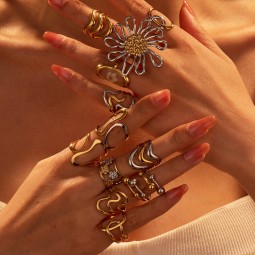 Women's Rings Supplier - Flower Resin Chunky Statement Jewelry