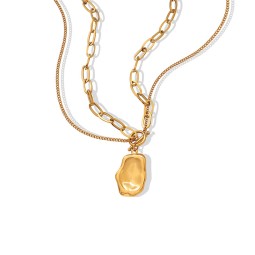 Pendant Necklace Supplier - Double Chain OT Buckle Irregular