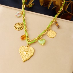 Weaving Chain Factory - Heart Sunface Pendant Necklace