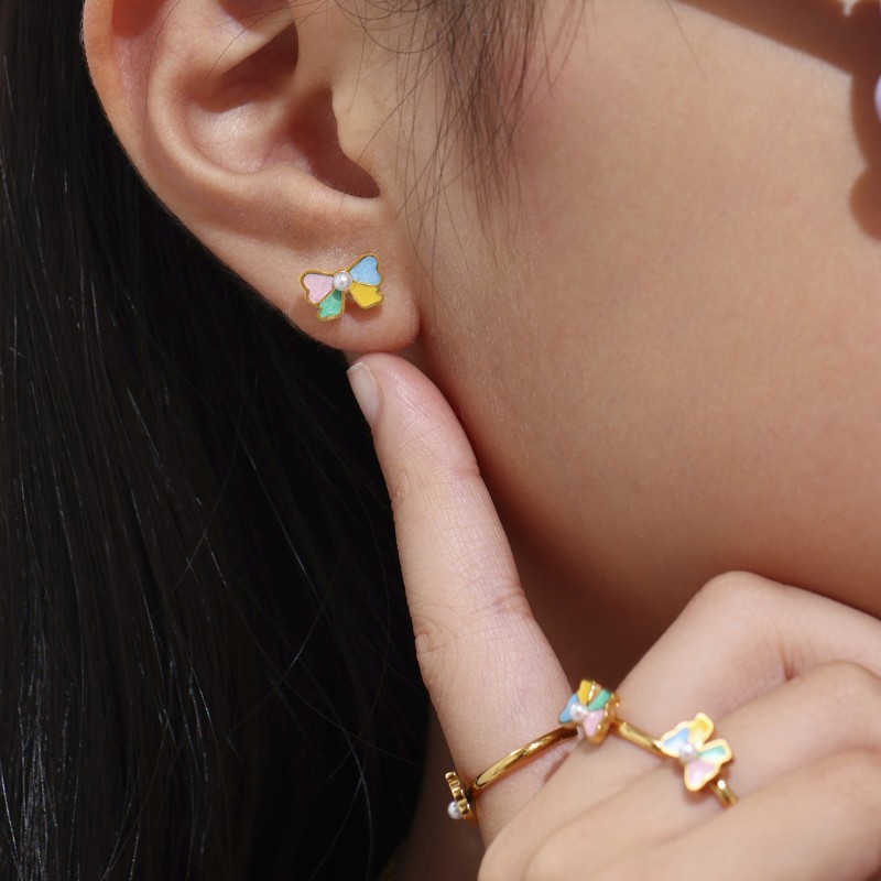 Weighted Jewelry Manufacturer - Glazed Shell Bead Bow Set