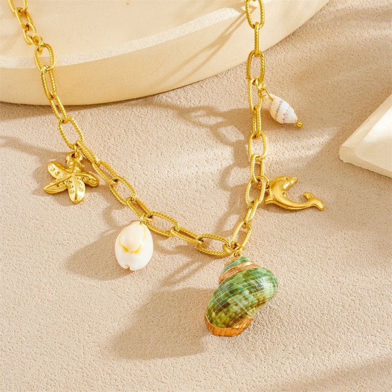 Dolphin Necklace Manufacturer - Sea Style Conch Charm Design