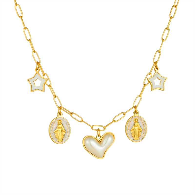 Virgin Mary Necklace Manufacturer - Heart Pearl Star Charm