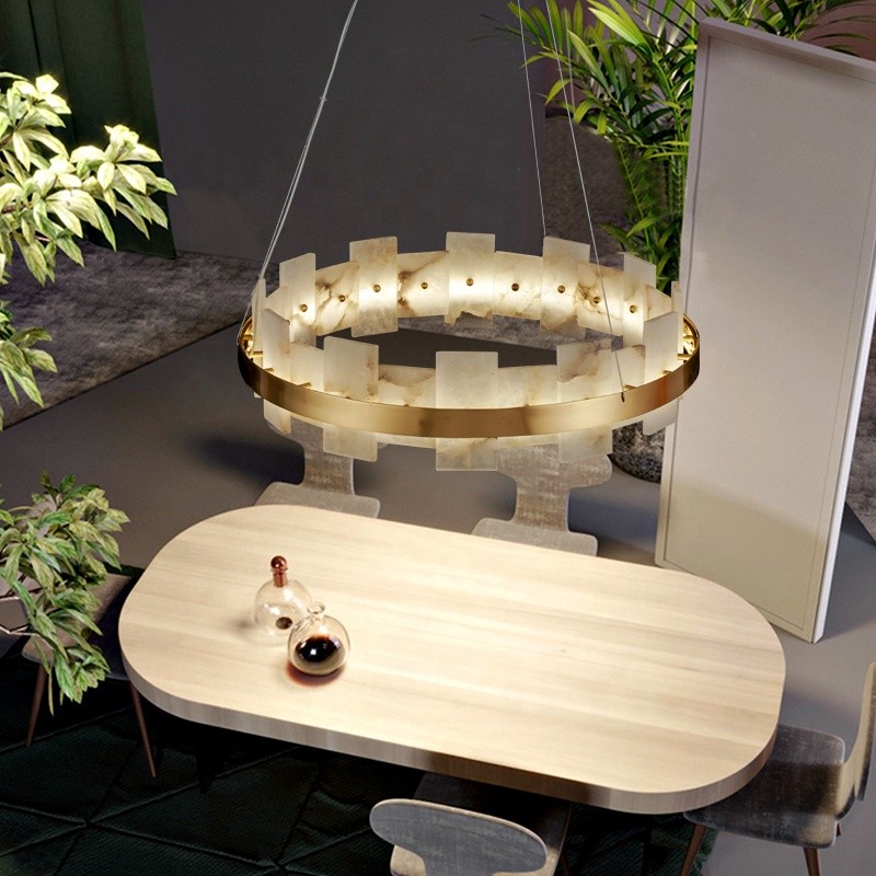 Linear Pendant Factory - Marble Alabaster Dining Room