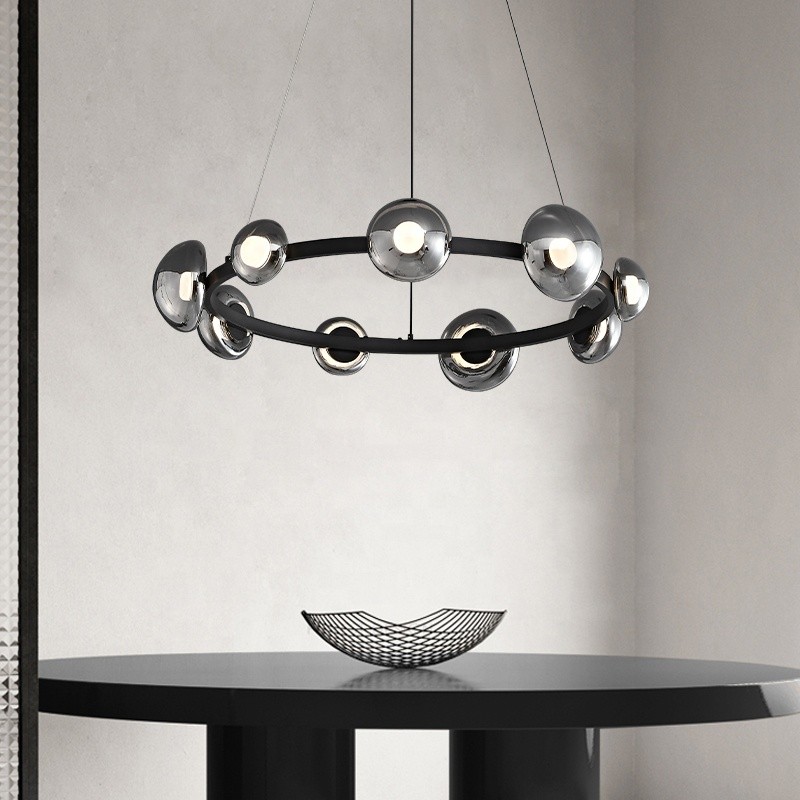 Smoked Manufacturer - Glass Ball Iron Pendant Light
