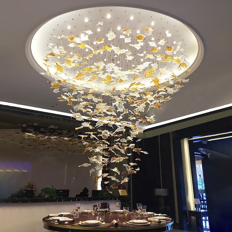 Glass Chandelier Factory - Maple Leaf Hanging Pendant Light