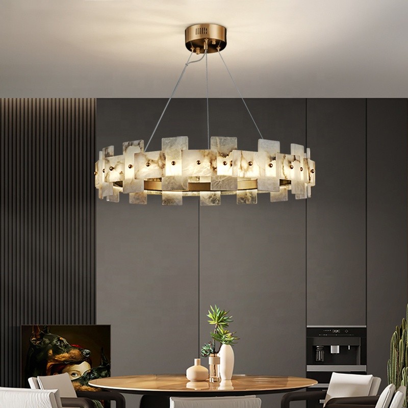 Linear Pendant Factory - Marble Alabaster Dining Room