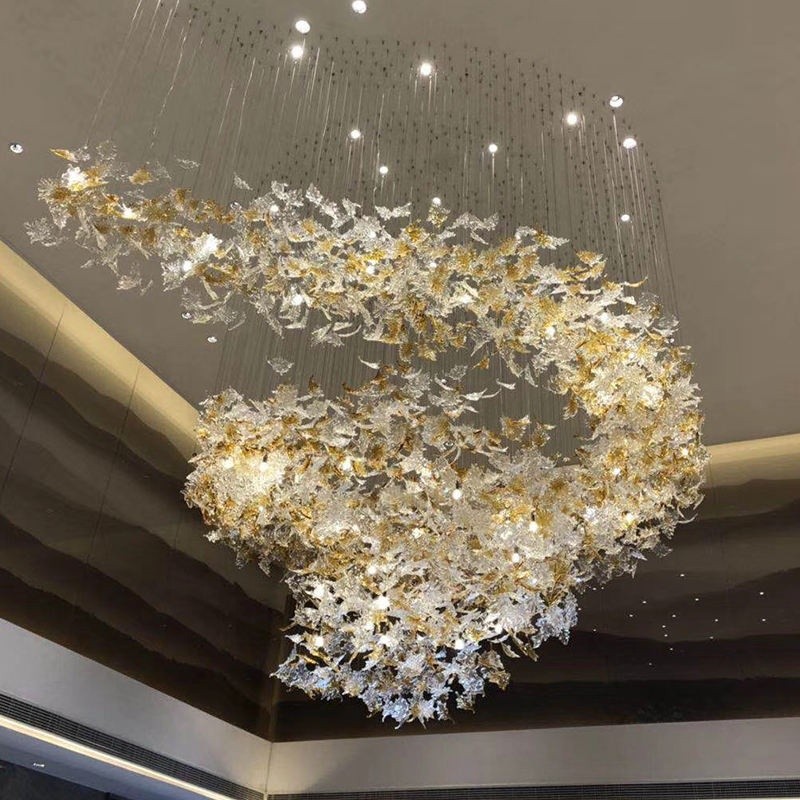 Glass Chandelier Factory - Maple Leaf Hanging Pendant Light