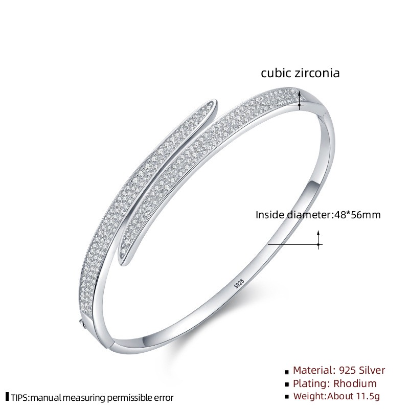 925 Sterling Silver Bangle Manufacturer - Classic Zircon Wedding Engagement Fine Bracelet