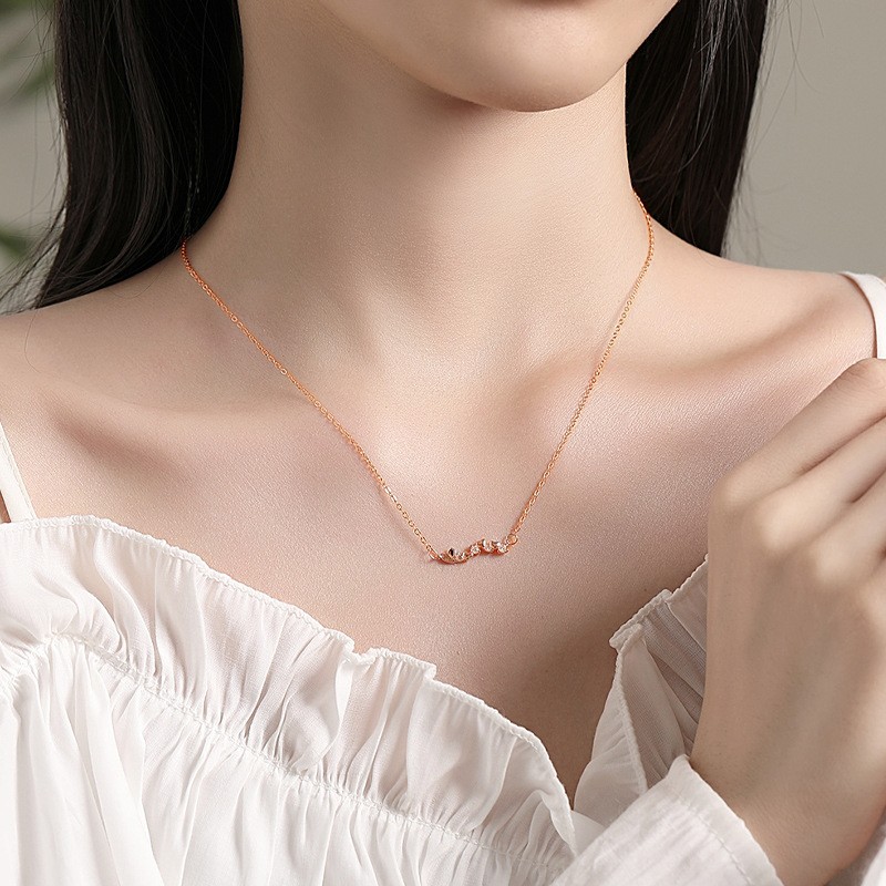 925 Sterling Silver Necklace Supplier - Endless Love Heart Zircon Gold Plated Women