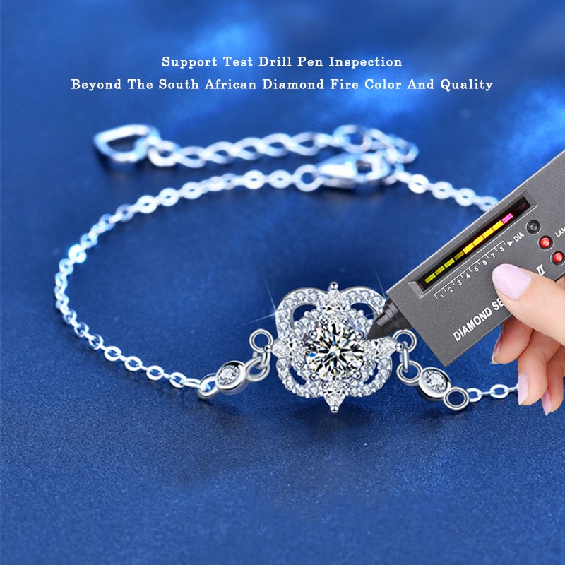 925 Sterling Silver Bracelet Factory - Four Leaf Clover 0.5CT Moissanite Luxury Gift