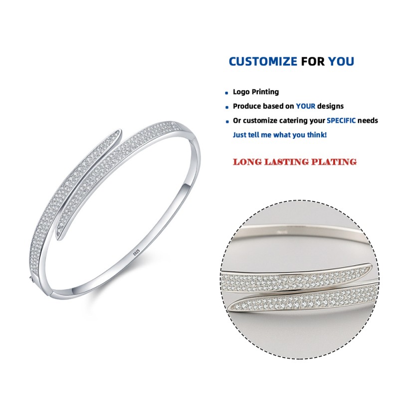 925 Sterling Silver Bangle Manufacturer - Classic Zircon Wedding Engagement Fine Bracelet
