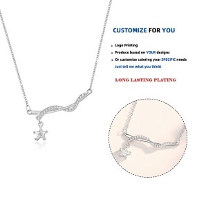 925 Sterling Silver Necklace Manufacturer - Zircon Pendant Rhodium Plated Rotate Star
