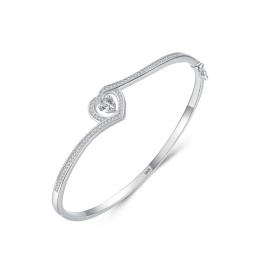 925 Sterling Silver Bracelet Supplier - Micro Inlaid Zircon Heart Charm Jewelry Making