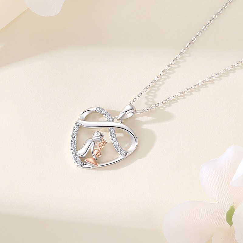 925 Sterling Silver Necklace Supplier - Diamond Heart Simple Fashion Clavicle Chain