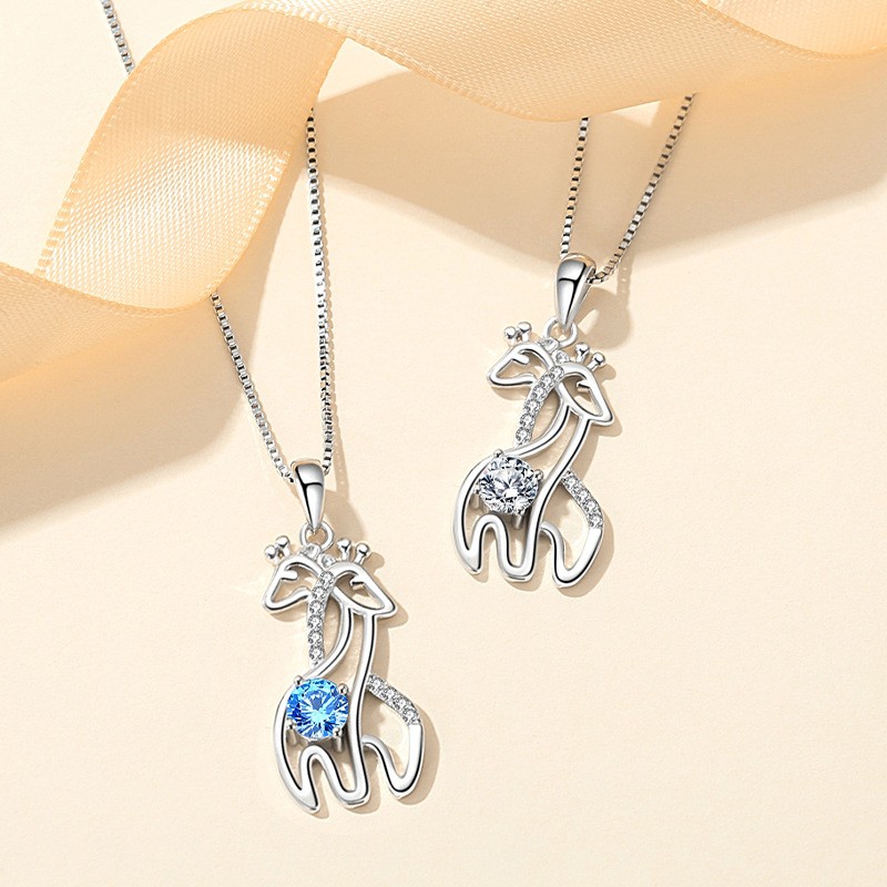 Animal Necklace Pendant Supplier - Silver Color Giraffe Pendant Women Fashion Jewelry