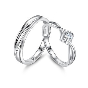 925 Sterling Silver Couple Rings Manufacturer - Custom Cubic Zirconia Eternity Diamond