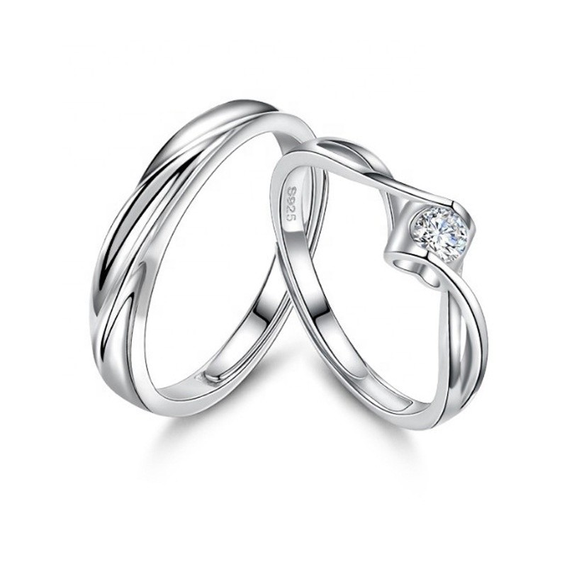 925 Sterling Silver Couple Rings Manufacturer - Custom Cubic Zirconia Eternity Diamond