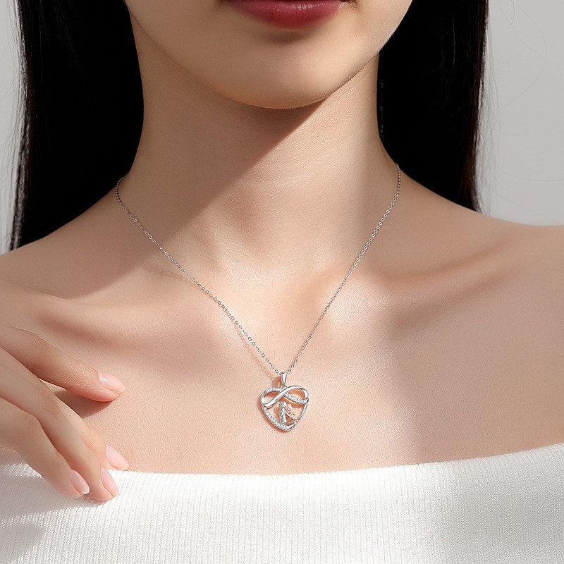 925 Sterling Silver Necklace Supplier - Diamond Heart Simple Fashion Clavicle Chain
