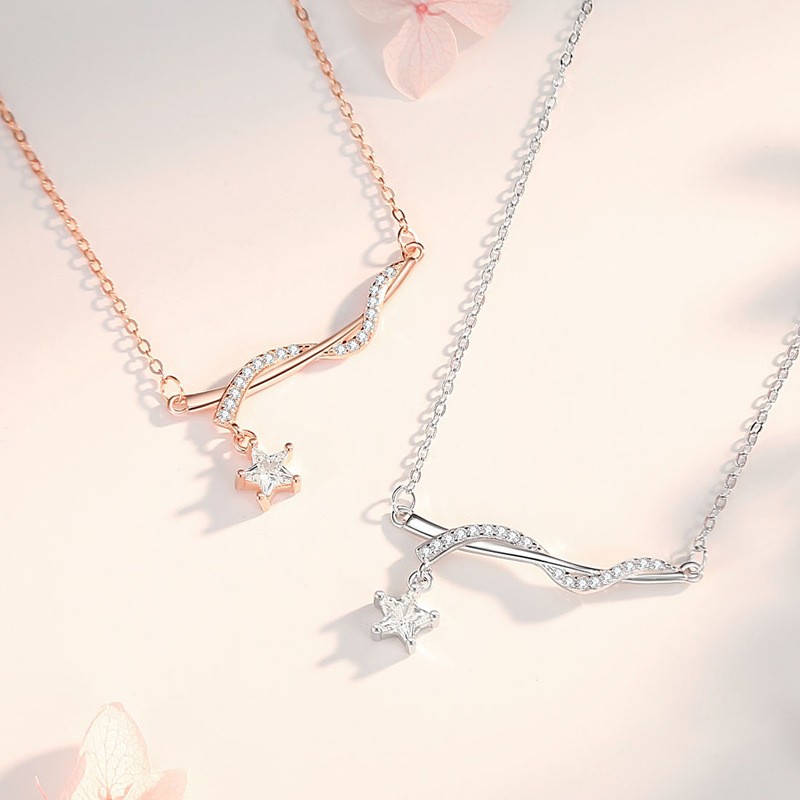 925 Sterling Silver Necklace Manufacturer - Zircon Pendant Rhodium Plated Rotate Star