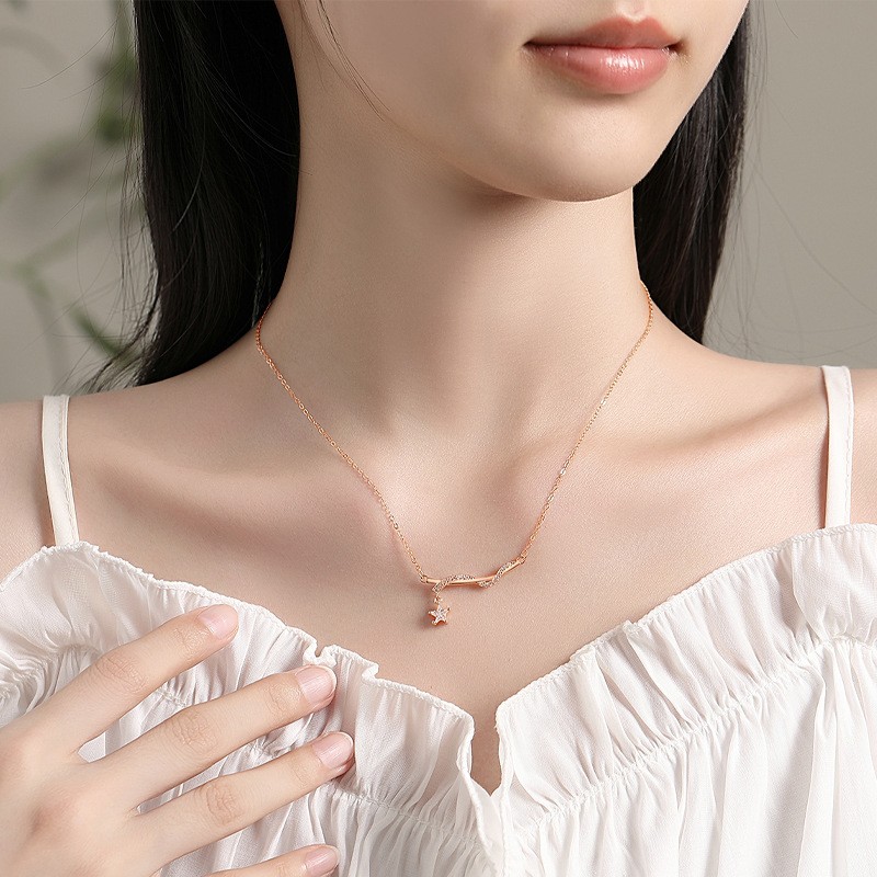 925 Sterling Silver Necklace Manufacturer - Zircon Pendant Rhodium Plated Rotate Star