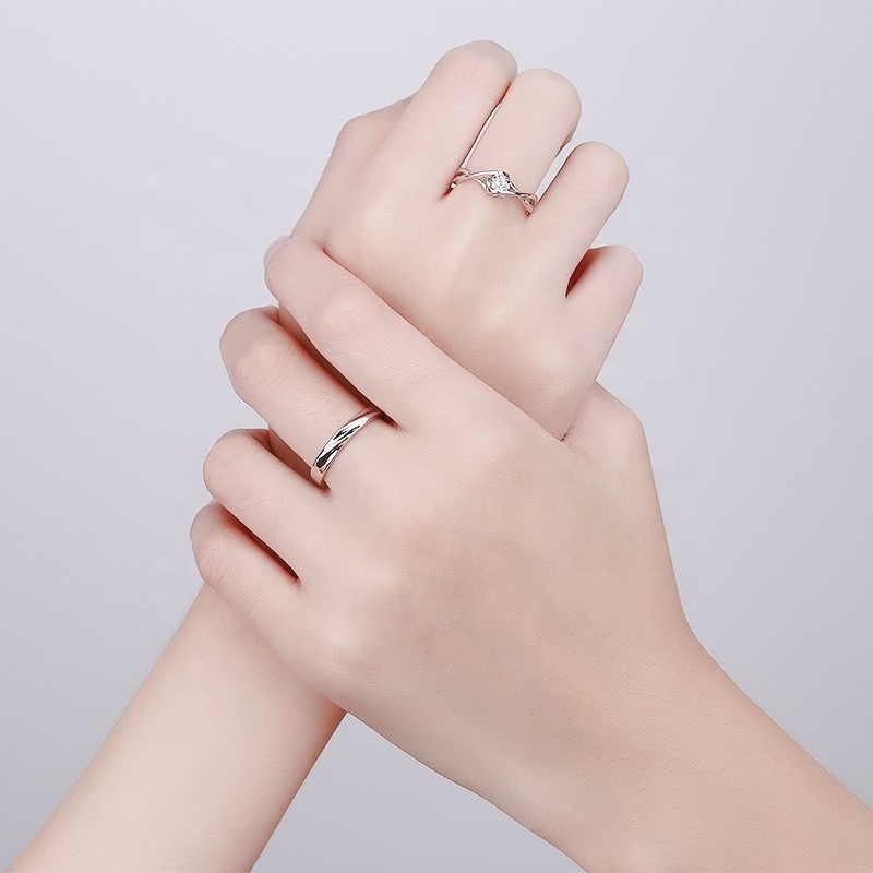 925 Sterling Silver Couple Rings Manufacturer - Custom Cubic Zirconia Eternity Diamond