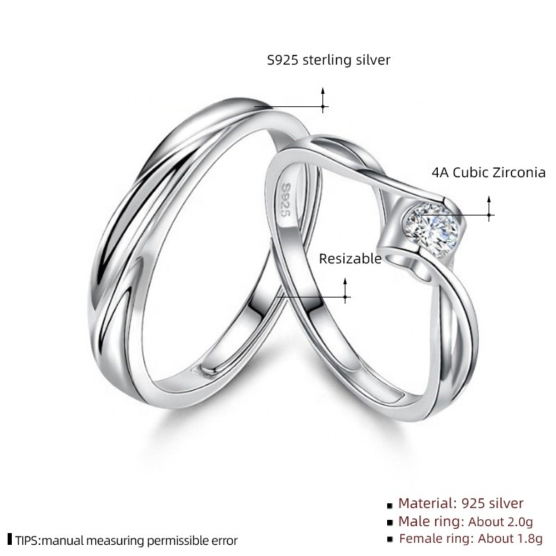 925 Sterling Silver Couple Rings Manufacturer - Custom Cubic Zirconia Eternity Diamond