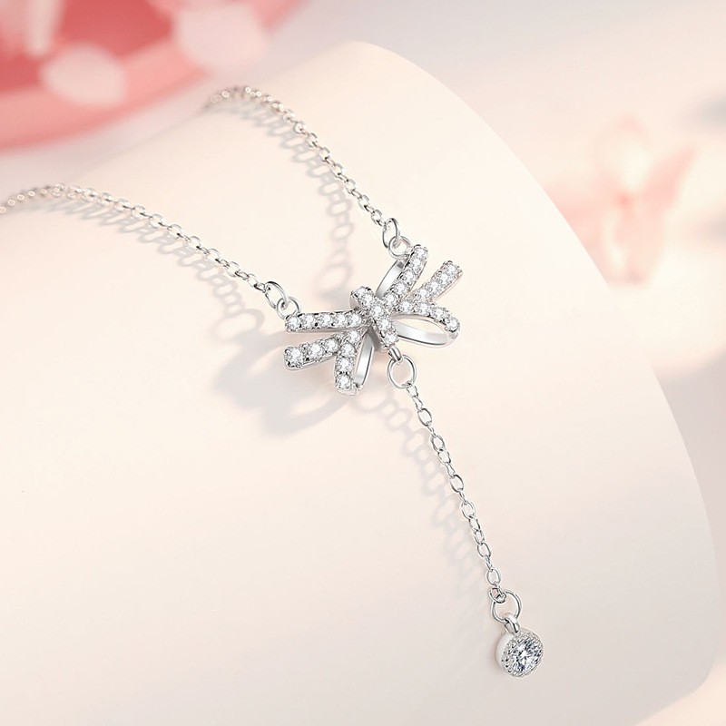 Butterfly Pendant Necklace Factory - Gold Tassel Bow Design Women Jewelry Gift