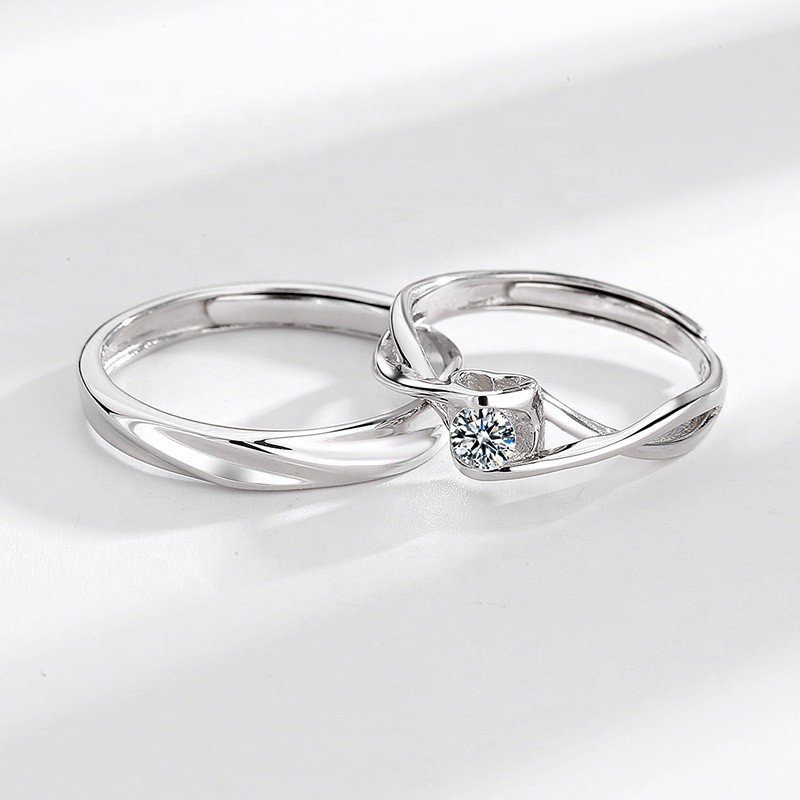 925 Sterling Silver Couple Rings Manufacturer - Custom Cubic Zirconia Eternity Diamond
