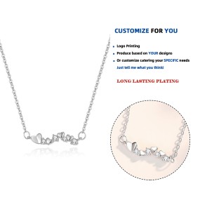 925 Sterling Silver Necklace Supplier - Endless Love Heart Zircon Gold Plated Women