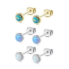 925 Sterling Silver Earrings Factory - Exquisite Opal Blue Cute Small Studs Gift