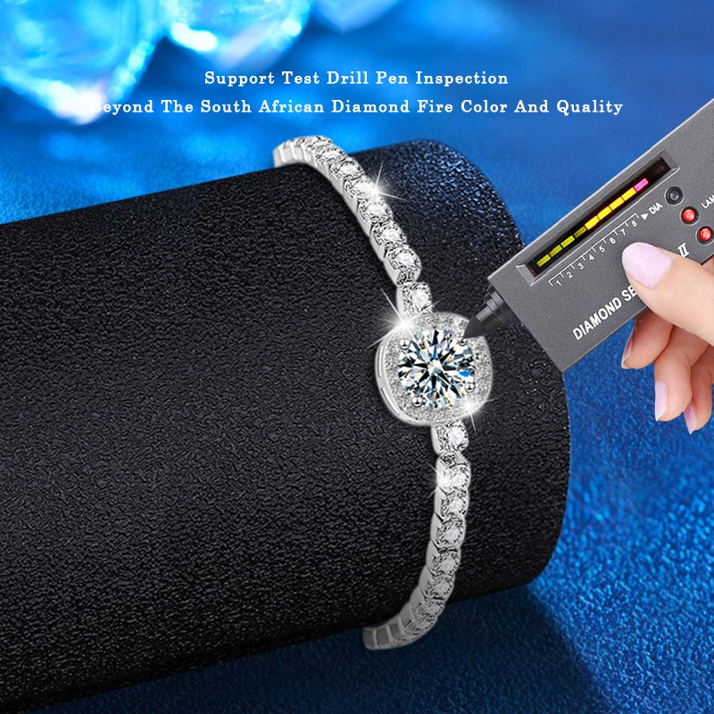925 Sterling Silver Tennis Bracelet Factory - VVS 1CT Moissanite Diamond Wedding Bangle