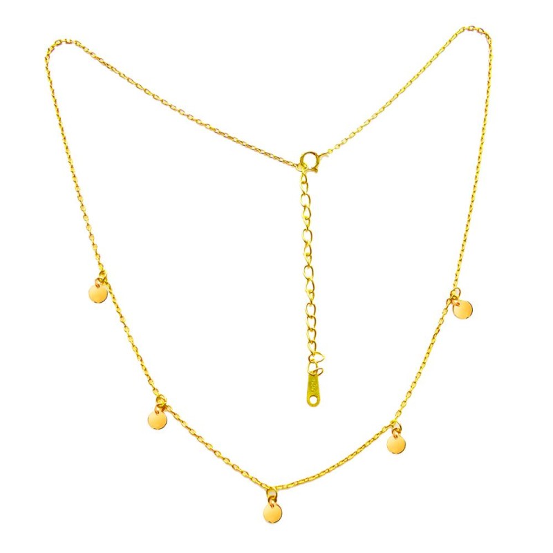 925 Sterling Silver Choker Necklace Manufacturer - Dainty Tiny Coin High-Polished Gold
