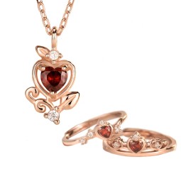 925 Sterling Silver Jewelry Set Supplier - Lovely Fantasy Ruby Color Snow White Chain