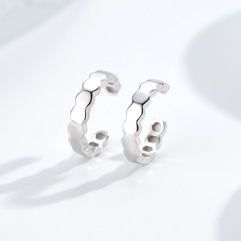 C Shaped Stud Earrings Factory - Honeycomb Religious Trendy Fashion Women Jewelry