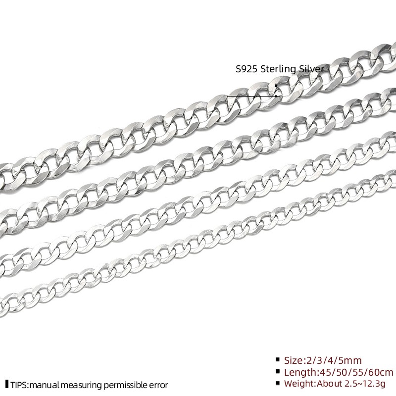 925 Sterling Silver Cuban Chain Factory - 2-7mm Width Hip Hop Fine Jewelry Necklace