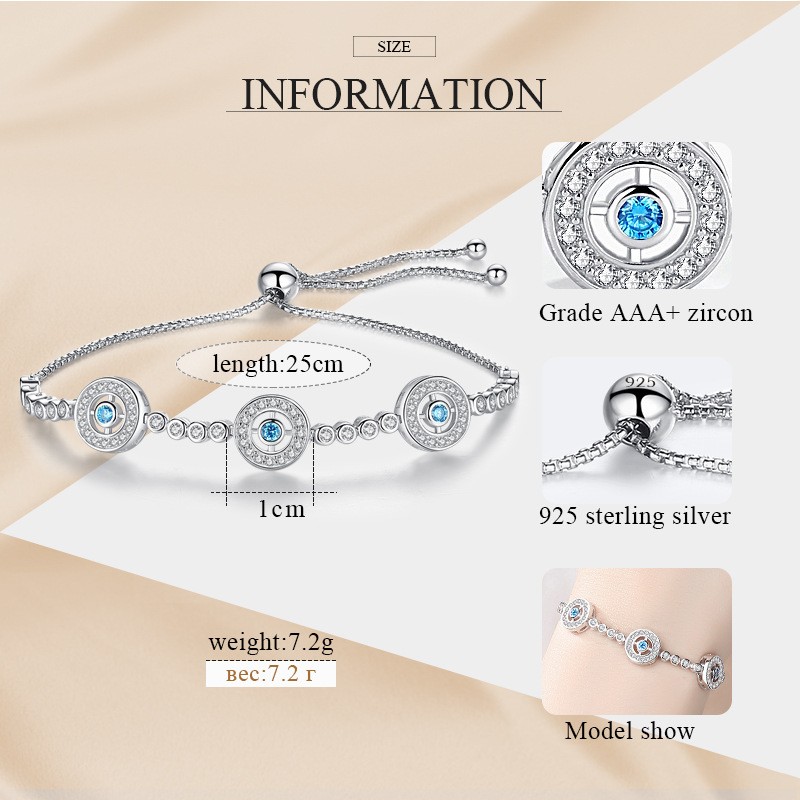 925 Sterling Silver Jewelry Set Manufacturer - Luxury Lucky Blue Zircon Evil Eye Tennis