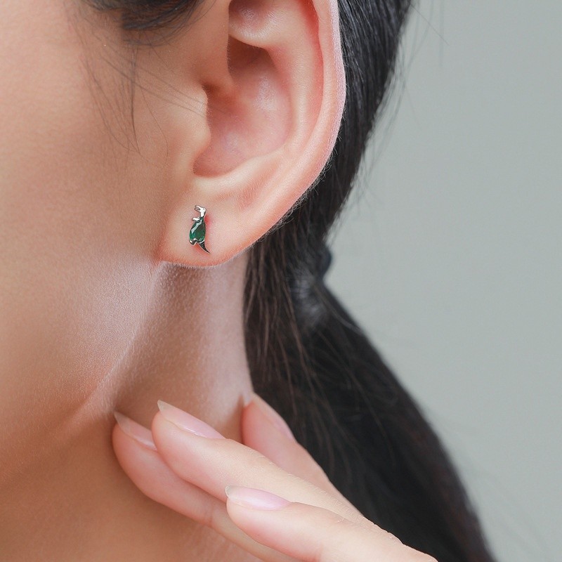 925 Sterling Silver Stud Earrings Factory - Cute Dinosaur Hypoallergenic Animal Jewelry