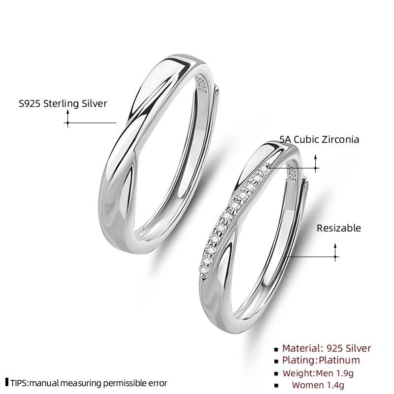 Adjustable Couple Rings Manufacturer - Shiny Diamond Classic Wedding Party Jewelry