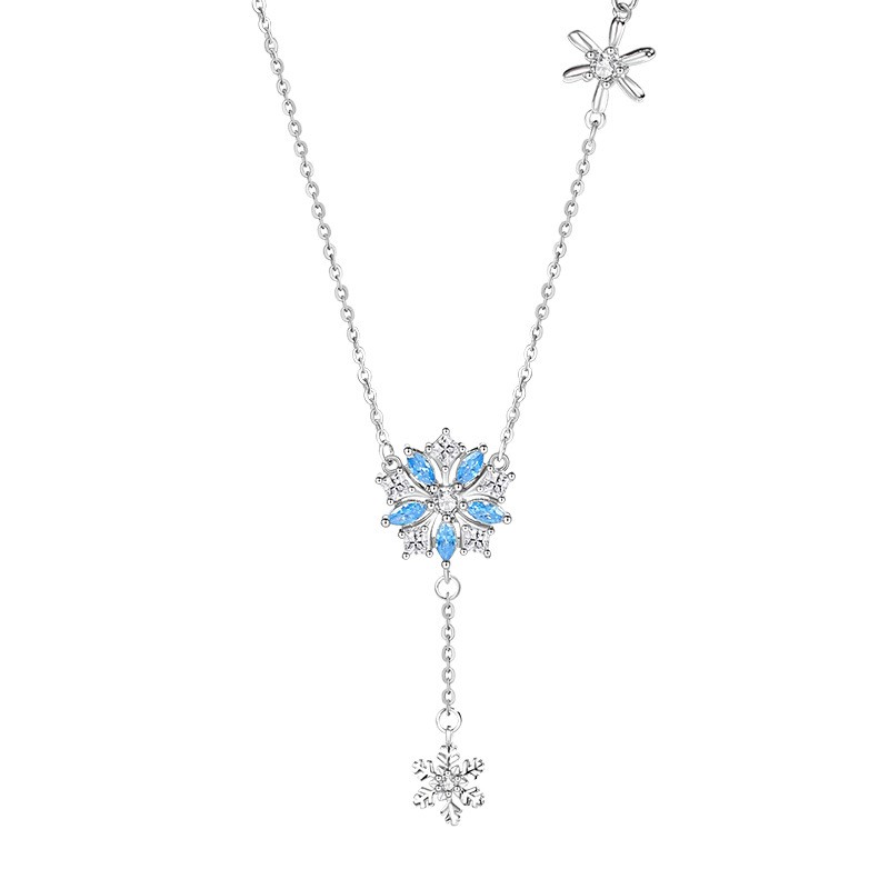 925 Sterling Silver Necklace Factory - Snow Flower Shaped Pendant Christmas Women Gift