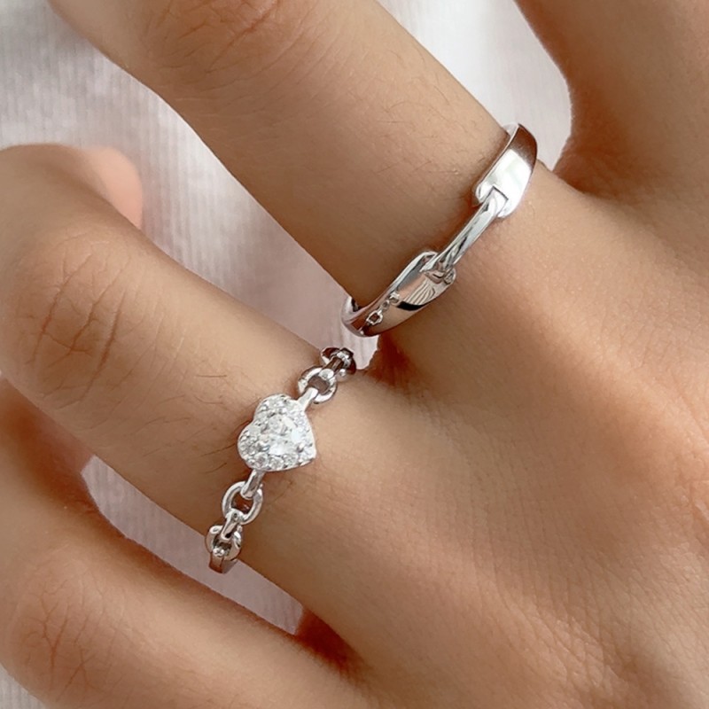 925 Sterling Silver Heart Rings Supplier - Free Size Non-Tarnishing Adjustable Wedding