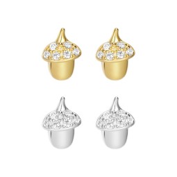 925 Sterling Silver Stud Earrings Factory - Mini Toddler Girls Cute Acorn Screw Back